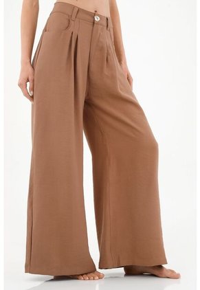 Pantalón Café De Bota Amplia Para Mujer