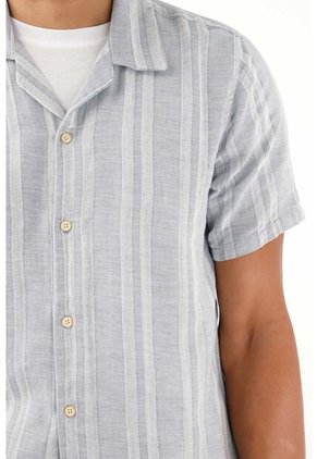 Tennis Camisa Azul Tipo Bowling A Rayas Para Hombre