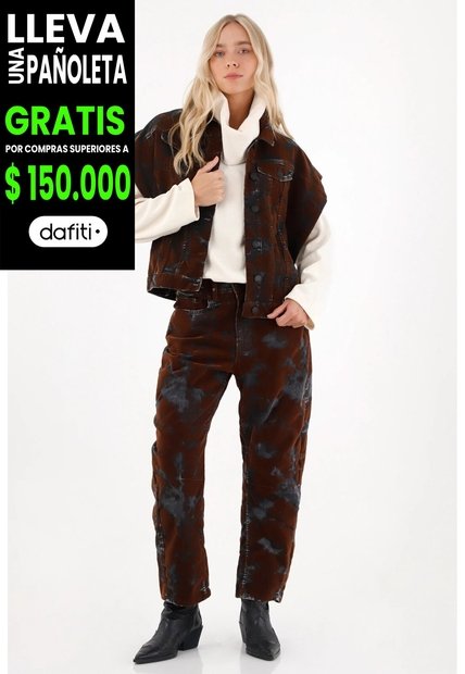 Tennis Chaleco Oversize En Tela Velvet Café Para Mujer