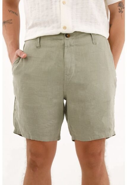 Tennis Bermuda Chino En 100% Lino Verde Para Hombre