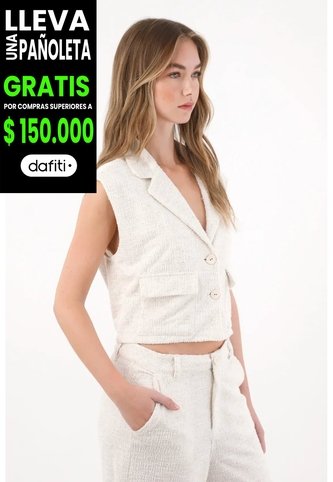Tennis Chaleco En Tweed Con Cuello Sastre Blanco Para Mujer Tennis