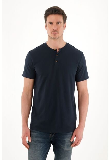 Tennis Camiseta De Cuello Neru Azul Para Hombre