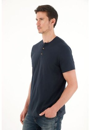 Tennis Camiseta De Cuello Neru Azul Para Hombre