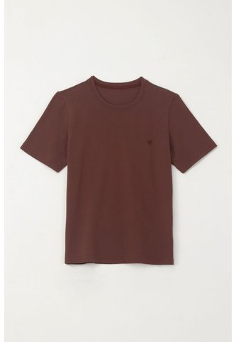 Camiseta Básica Con Raqueta Bordada Café Para Niño Tennis