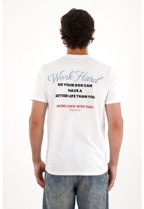 Tennis Camiseta Con Estampado Frontal Y En Espalda Blanca Para Hombre