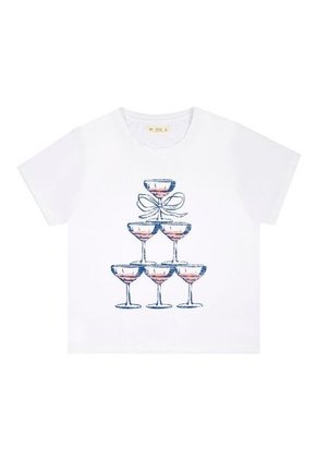 Tennis Camiseta Blanca Manga Corta Con Estampado Para Mujer