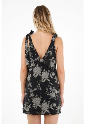 Tennis Vestido Negro Con Detalles Bordados Para Mujer