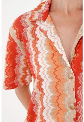 Camisa Tipo Bowling Estampada Para Mujer