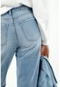 Jean De Mujer, Silueta Mom Fit De Bota Recta, Tiro Alto, Tono Claro de Tennis