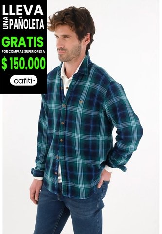 Tennis Camisa Tipo Leñadora A Cuadros Verde Para Hombre Tennis