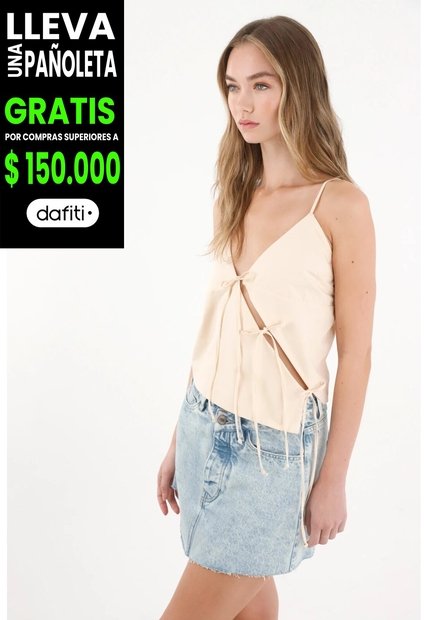 Tennis Camisa Con Amarres En Diagonal Crudo Para Mujer