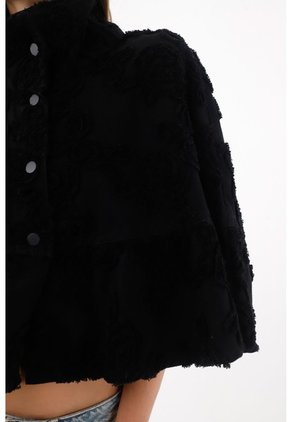 Tennis Capa Holgada Con Textura En Relieve En Algodón Negro Para Mujer