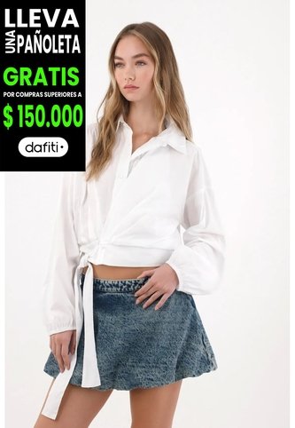 Tennis Camisa En Popelina Con Amarre En Fajón Blanca Para Mujer Tennis