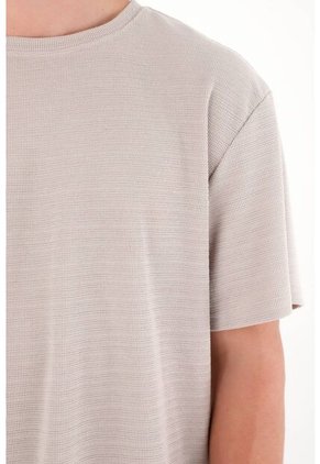 Camiseta Básica De Tela Con Textura Café Para Hombre
