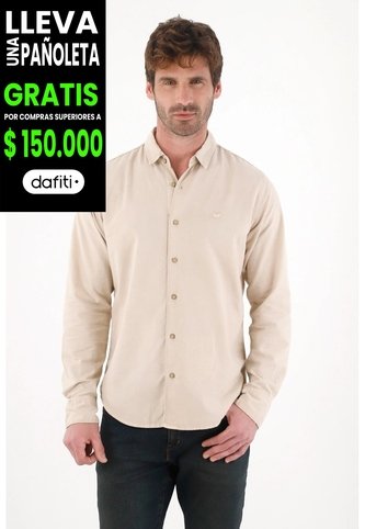 Tennis Camisa Manga Larga Con Detalle Bordado Café Para Hombre Tennis