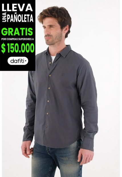 Tennis Camisa Clásica Manga Larga Azul Para Hombre