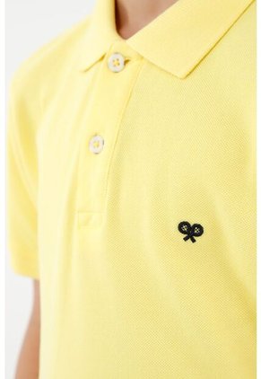 Polo Amarilla Con Raqueta Bordada Para Niño