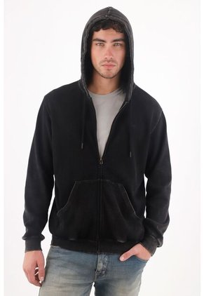 Tennis Buzo Regular Fit Con Efecto Lavado En Algodón Negro Para Hombre