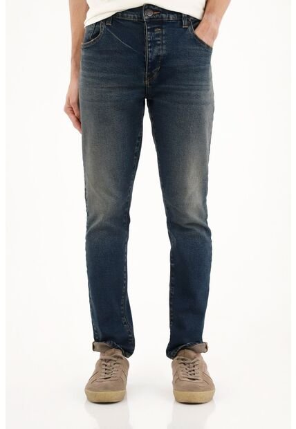 Tennis Jean Skinny Azul Oscuro Tiro Medio Para Hombre