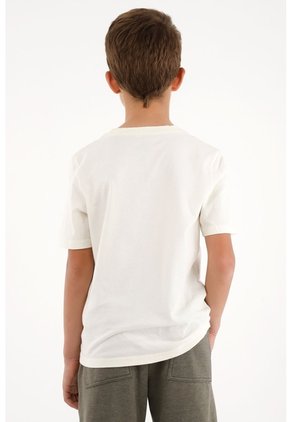 Camiseta Con Bordado Localizado Crudo Para Niño