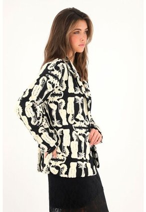 Tennis Blazer Largo Con Detalles Afelpados Para Mujer