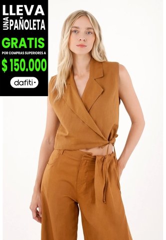Tennis Chaleco Con Cuello De Solapas Café Para Mujer Tennis