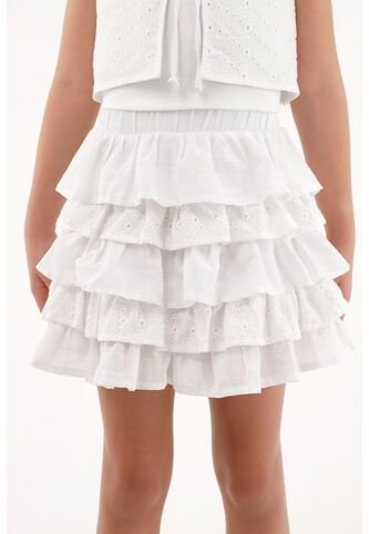 Falda Color Crudo Con Boleros Para Niña Tennis