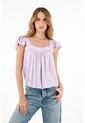 Tennis Camisa Morada De Escote Recto En Chalis Para Mujer de Tennis