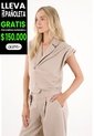 Tennis Chaleco Con Diseño Cruzado Café Con Textura Suave Para Mujer de Tennis