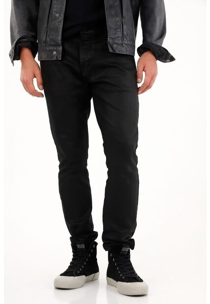 Tennis Jean Skinny Con Efecto Resinado Negro Para Hombre