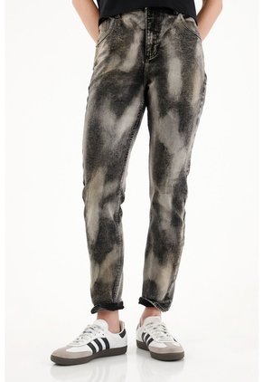 Tennis Jean Super Slim Tiro Medio Negro Para Mujer