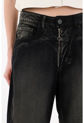 Tennis Jean Horseshoe Tiro Medio Negro Para Mujer