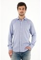 Tennis Camisa Azul Con Diseño Preteñido Manga Larga Para Hombre de Tennis
