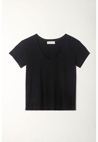 Tennis Camiseta Negra Cuello V Para Mujer Tennis