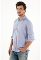 Tennis Camisa Azul Con Diseño Preteñido Manga Larga Para Hombre de Tennis