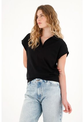 Tennis Camiseta Negra En Jersey Para Mujer