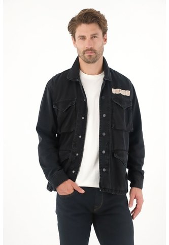 Tennis Chaqueta Con Bordado Y Teñido Vintage Negra Para Hombre Tennis
