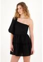 Tennis Vestido Corto En 100% Lino Negro Para Mujer de Tennis