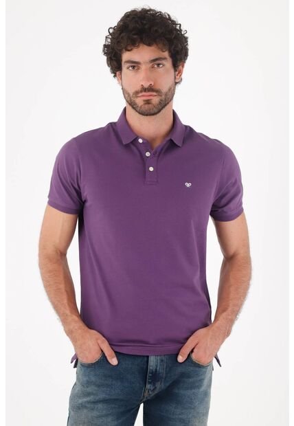 Tennis Polo Para Hombre De Algodón Morado Fit Regular Con Mini Logo Bordado