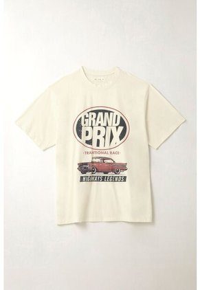 Tennis Camiseta Oversize Con Estampado Crudo Para Mujer