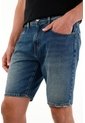Tennis Bermuda Fit Recto Con Lavado Vintage En Denim De Algodón Azul Medio Para Hombre de Tennis