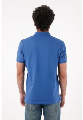 Tennis Polo Para Hombre De Algodón Azul Royal Fit Clásico Con Mini Bordado