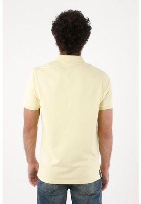 Tennis Polo Para Hombre En Algodón Amarillo Pastel Fit Clásico Con Logo Minimal
