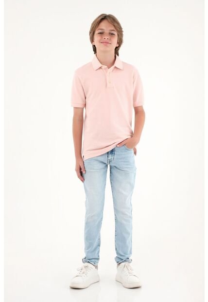 Jean Slim Tono Acid Wash Claro Para Niño