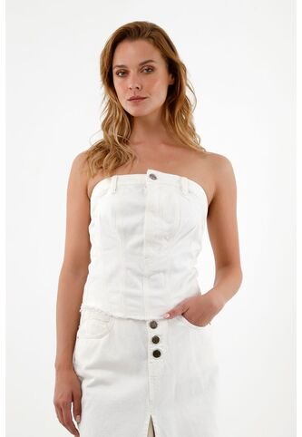Tennis Camisa Strapless En Denim Para Mujer Tennis