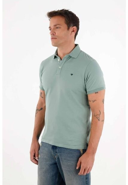 Tennis Polo En Piqué Licra  Verde Para Hombre