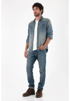 Tennis Jean Straight Vintage Azul Para Hombre