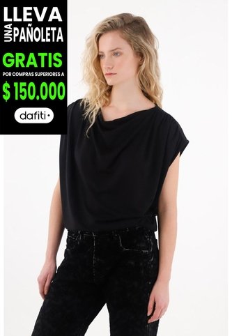 Tennis Camiseta Con Drappeado Negra Para Mujer Tennis