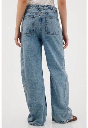 Tennis Jean Wide Leg De Tiro Bajo Azul Para Mujer