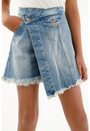 Falda Estilo Short En Denim Para Niña